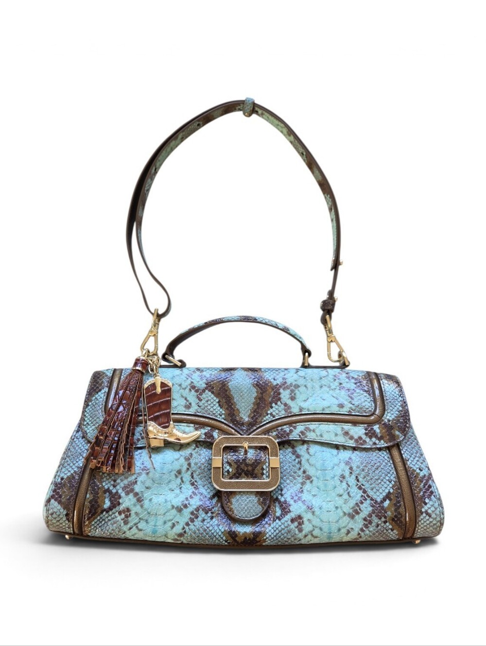 NEW Brahmin Dayan Turquoise Stone Tecoma Leather Bag Satchel
